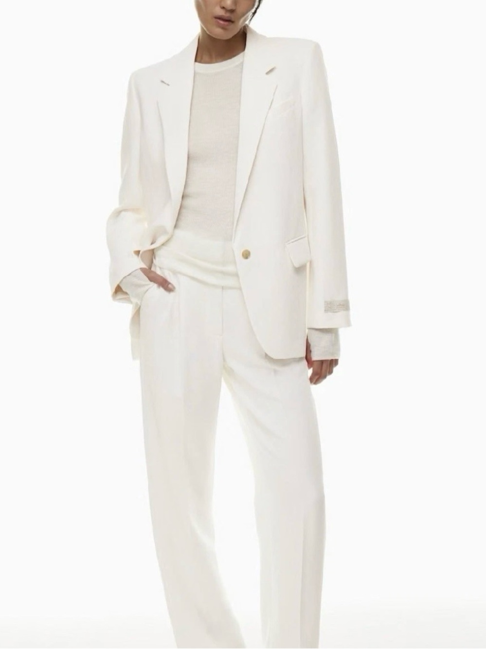 Aritzia Wilfred Generation Blazer Women’s Large Light Birch White Oversized - Picture 12 of 15